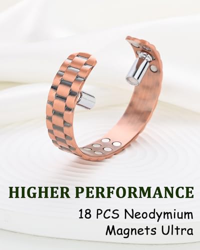 Image of MagEnergy Copper Bracelet for Men, 18X Strength Magnetic Bracelet with 3800 Gauss Magnets, 99.99% Pure Solid Copper, Men's Jewelry Gift (Copper-Classic)