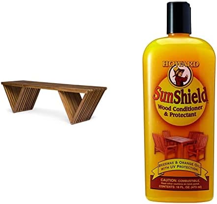 Christopher Knight HomeEsme Acacia Wood Outdoor Bench + Howard's Feed-N-Wax Furniture Polish & Conditioner