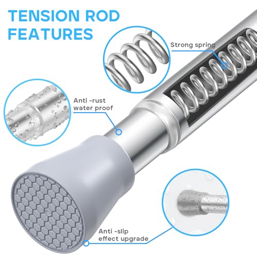 Image of Silver Tension Curtain Rod for Windows 28 to 48 Inch