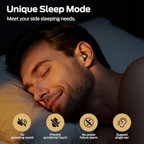 Image of Monster Sleep Ear100 Ear Buds, Sleep Headphones with Stereo Sound, Design for Side Sleeper, 32H Playtime, Bluetooth 6.0, ENC Noise Cancelling, IPX6 Waterproof Mini Earbuds, Black