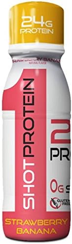 1Shot Protein, Strawberry-Banana, 24g Protein in a Pocket-Sized Shot, 0g Sugar, 96 Cals, Gluten-Free, Lactose-Free, 3 Fl Oz (Pack of 6)