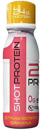 1Shot Protein, Strawberry-Banana, 24g Protein in a Pocket-Sized Shot, 0g Sugar, 96 Cals, Gluten-Free, Lactose-Free, 3 Fl Oz (Pack of 6)