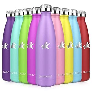 KollyKolla waterfles, roestvrij staal, 350 ml, 500 ml, 650 ml, 750 ml, dubbelwandig vacuüm geïsoleerd, lekvrij, BPA-vrij, waterfles voor kinderen, bubbels, sport, universiteit, school, fitness, outdoor, camping