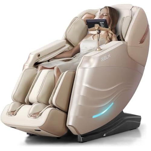 RELX Massage Chair Full Body with Body Scan, Zero Gravity, SL-Track, Cream