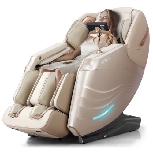 RELX Massage Chair Full Body with Body Scan, Zero Gravity, SL-Track, Cream