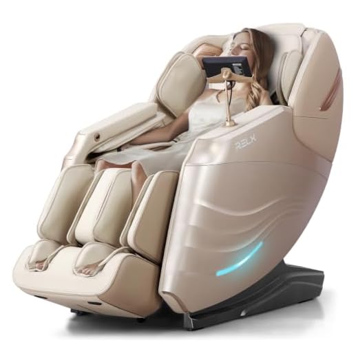 RELX Massage Chair Full Body Zero Gravity SL-Track Shiatsu Massage Chair, 12 Modes, Built-in Heat Therapy System, Airbag Massage, with Yoga Stretch, Foot Massage, AI Control and LCD Screen（Cream）