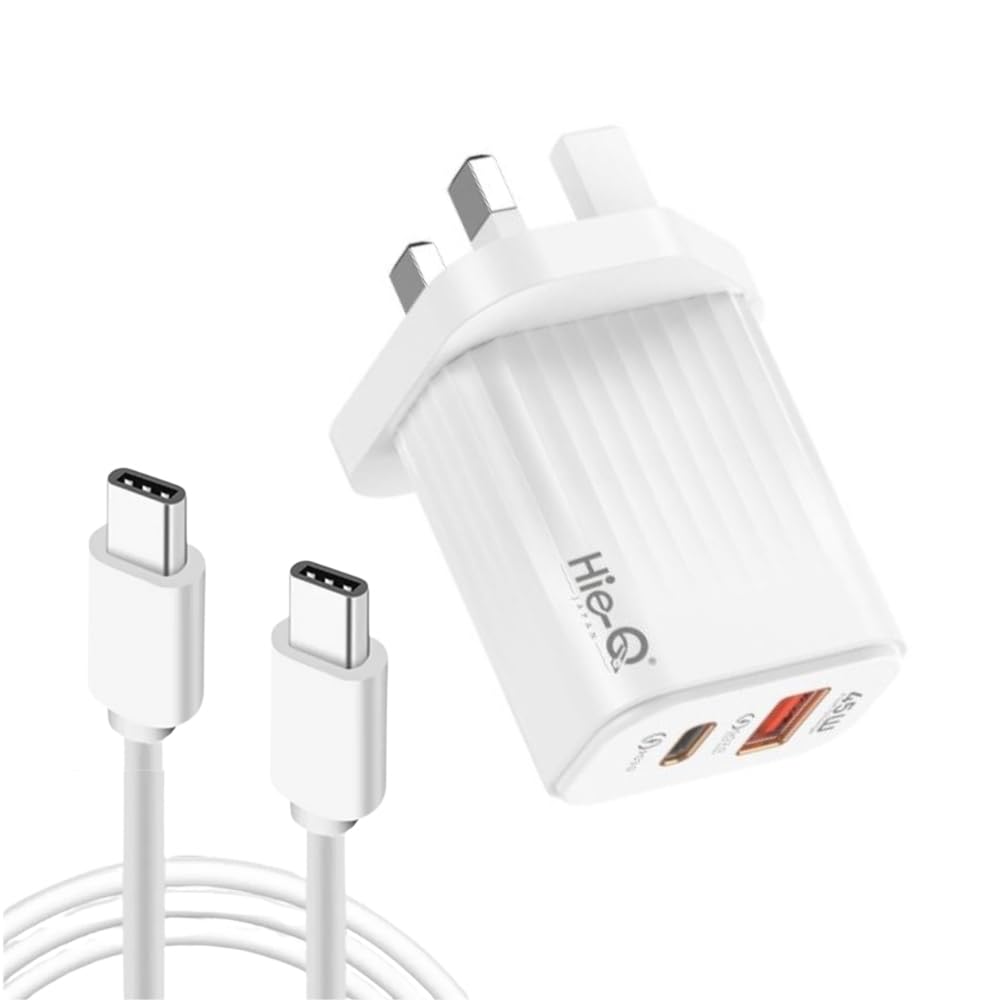 USB C Wall Charger Block 45w, Dual Port PD Power Delivery Fast Type C Charging Block Plug with 1m Type C Cable 65w, Gan Charger compatible with iPhone 11/12/13/14/15/Pro Max, ipad Pro, Samsung Galaxy