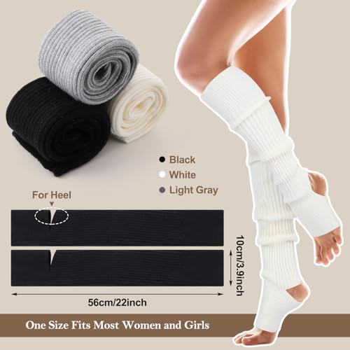 3 Pairs Cashmere Winter Dance Leg Warmers Wool Knitted Stirrup Leg Warmers Women Footless Stirrup Socks for Women Girls Ballet Dance Yoga3