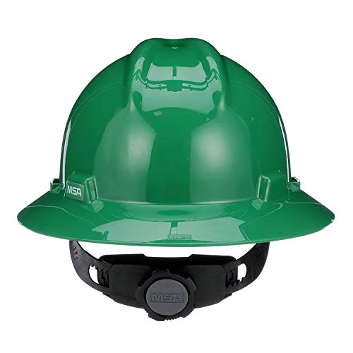 Msa 475370 V-Gard Full-Brim Hard Hat With Fas-Trac Iii Ratchet Suspension | Polyethylene Shell, Superior Impact Protection, Self Adjusting Crown-Straps - Standard Size In Green #TOP4