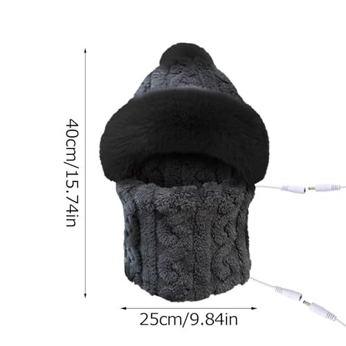 Bonnet chauffant d'hiver pour ski et randonnée en coton noir