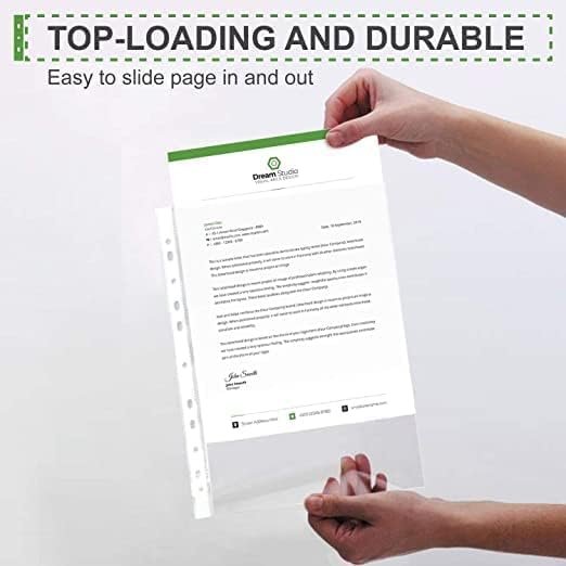 SEJASCOLLECTIONS Heavy Duty |Pack of 25 Pcs| 200 Micron, A4 Size, Transparent Document Sleeves, Leaf Sheet Clear Certificates/Waterproof Sheet Protectors 11 Holes Punched Ring Files Folder. 2