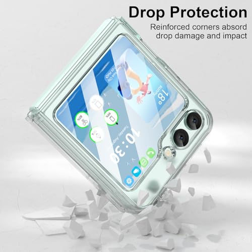 Designed for Galaxy Z Flip 7 FE/ 6 Case with Ring Kickstand (Work with Magnetic Car Mount) Compatible with Samsung Flip 6 Sim Protective Phone Case Clear Cover for Z Flip 6 5G - Clear - image 6