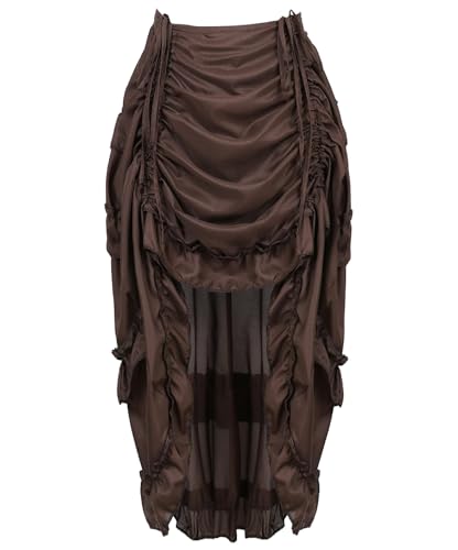 KUOSE Damen Steampunk Rock Asymmetrische Chiffon Spitze Tüllrock Übergrößen