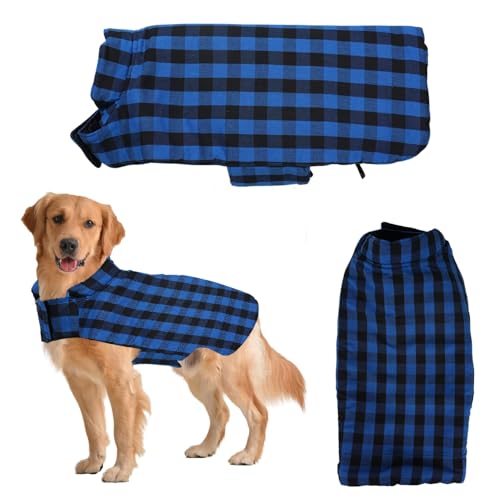 Image of Sage Square Winter Coloured Dog Coat - All-Weather Protection, Windproof, Waterproof Cozy Fleece Lining, Adjustable Straps, Durable, Stylish, Comfortable, Jacket (Blue & Black, XXX-Large)
