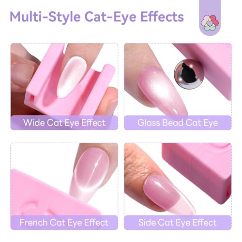 Image of SAVILAND One-Step 5D Cateye Magnet for Nails: Ultra-Strong Magnatic Cat Eye Magnet Beginner-Friendly Nail Magnet Multifunctional Magnetic Wand with Magnetic Bead for Cat Eye Gel Nail Polish DIY Pink