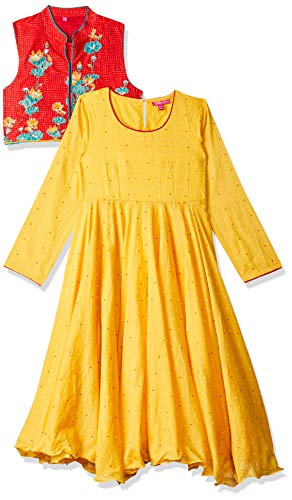 Image of BIBA Girls Cotton Anarkali Salwar Suit Set For Girls