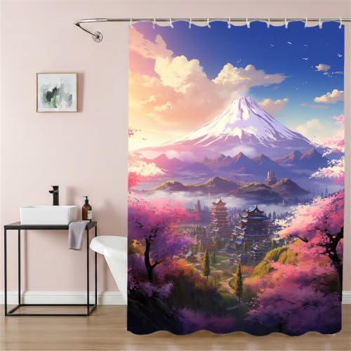 Rideau de douche Mont Fuji 200x120 cm en polyester imperméable - 3