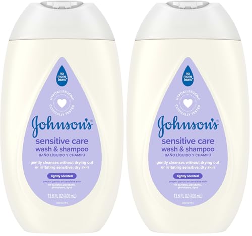 Image of Johnson's Daily Moisturizing 2-in-1 Body Wash and Shampoo for Dry, Sensitive Skin, Lightly Scented, Tear-Free, Hypoallergenic, 13.6 fl. oz