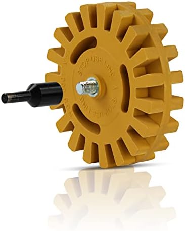 ABN Rubber Eraser Wheel with Drill Adapter 1-Pack – Pinstripe, Double Sided Adhesive, Vinyl Decal, Graphics Removal Tool