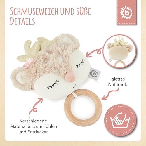 Bieco Musikspieluhr Reh | ca. 30 cm | Baby Spieluhr | Einschlafhilfe Babys | Baby Musik | Spieluhr Baby | Baby Schlaf | Kuscheltiere für Babys | Einschlafhilfe Kinder | Baby Spielzeug ab 0 Monate