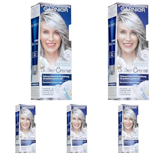 Garnier Tönung, Pflegetönung für strahlend weißes Haar mit Creme-Öl, Nutrisse, Perl-grau, 5er Pack, 80ml