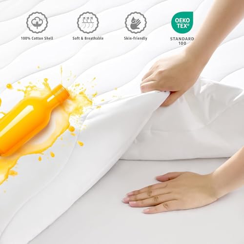 Premium Waterproof Crib and Toddler Mattress Protector, Quilted Crib Mattress Pad with 100% Cotton Top, Sheets Fitted Crib Mattress Cover, Durable