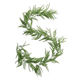 Grüne naturgetreue Nadelzweigdekorationen für Wohnzimmer Badezimmer Flur – realistische künstliche Zweige mit kunstvoller Weidenrankenoptik Kunststoff zur stimmungsvollen (Green, 180CM)