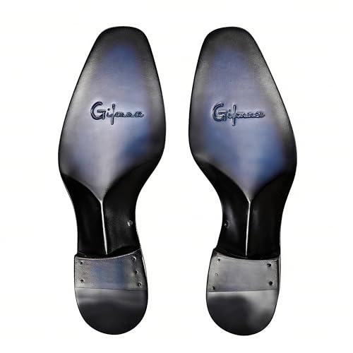 Image of Men's Genuine Leather Loafers Hand-Dyed Leather Sole Slip-On Dress Shoes