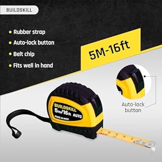 Buildskill 5M Measuring Tape, Precision Measurement Tape, Inch Tape for Measurement with 19mm Width, Clear Visibility, Autolock, Lightweight, One Button Retraction, Made in India (Pack of 2)