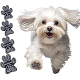 犬 滑り止め シール 老犬補助 犬用滑り止めパッド 粘着力が強い 伸縮性が高い 耐久性 転倒防止 肉球 保護 傷防止 フローリングすべり止め トラクションを高齢犬や怪我をした犬に提供し すべり 止め フット パッド (黒い波状, S*48枚入り)