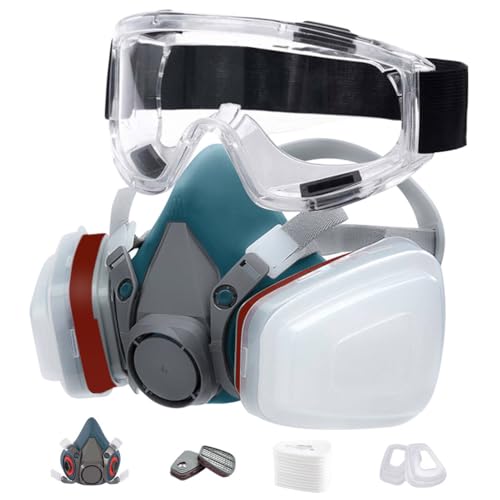 Masque Anti Poussière 18 in 1, Masques Peinture, Réutilisable Avec Filtre Anti Poussière,Masques a Gaz Respiratoire avec Filtre pour...
