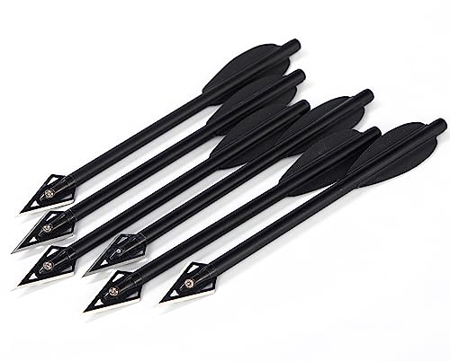 HUNTSPM Mini Crossbow Bolts Aluminium Crossbow Arrows 6.3\" Sharp Broadhead Tips Hunting Arrows for 50-80lbs Mini Crossbow Archery Pistol-Hunting Shooting Target Practice (12PCS Black) - Thumbnail 6