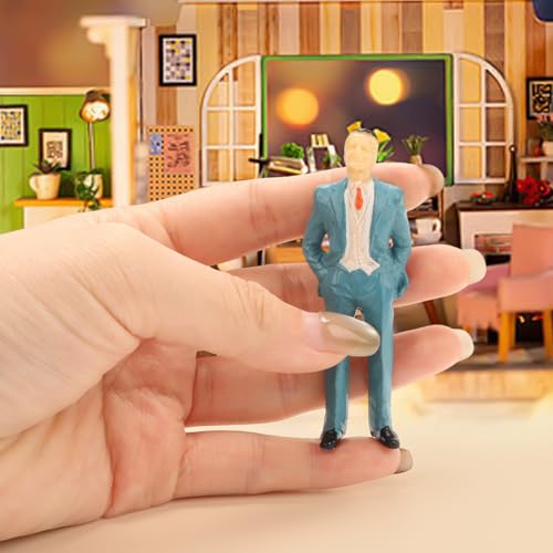 DINSONG 14 Stück Miniatur Figuren,Verschieden Posen Bemalte Modell Figuren, für Modellbau Maßstab 1:25 Stehende und Sitzende Menschenfiguren Miniaturleute Bemalte Miniaturleute