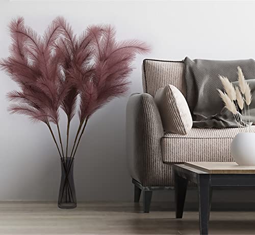Fadun Pampasgras 5 StüCk KüNstlich 95 cm Lang Pampasgras Groß Deko Trockenblumen,Verwendet füR Modern Wohnzimmer Tisch Badezimmer und Boho Deko (Rotbraun) Cover