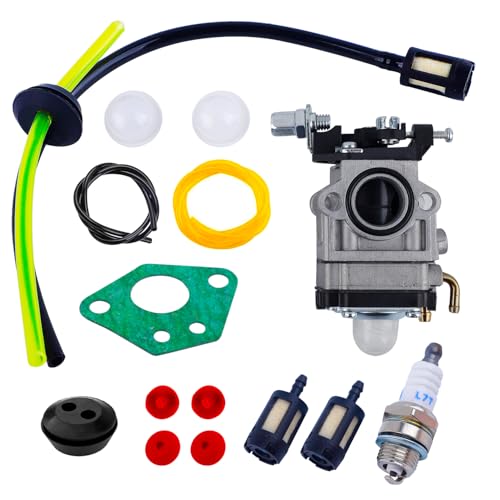 E-RFSEY - Carburador para desbrozadora de 52 cc, 49 cc, 43 cc, kit de carburador con junta de manguera, bujía y filtro de gasolina, 15 unidades