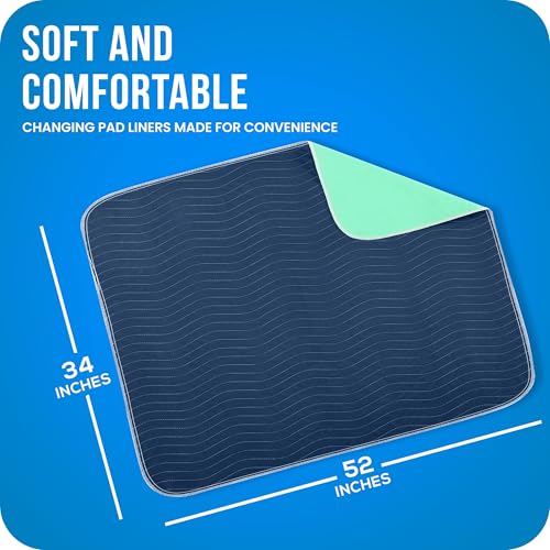 Image of 4 Pack Washable Pee Pads for Dogs 34 inch x 52 inch, Waterproof Dog Training Pads | Reusable Dog Training Pads for Sofa, Incontinence Bed Pads for Adults, Elderly and Kids (Navy,Green) by Utopia Bedding