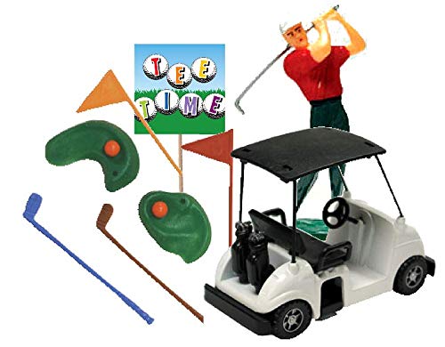 Item#39329B - Golf Cart Golf Man and Golf Cart Cake Decoration Cake Topper Kit