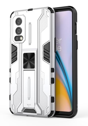 SORAKA Case for OnePlus Nord N2 5G with Stand Heavy Duty Protection Case for OnePlus Nord N2 5G Case with Metal Plate for Magnetic Car Mount Silm Fit Case Gray