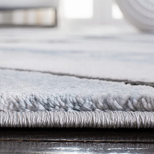 Tapete decorativo moderno de 2'7 x 5' en azul y gris miniatura 3