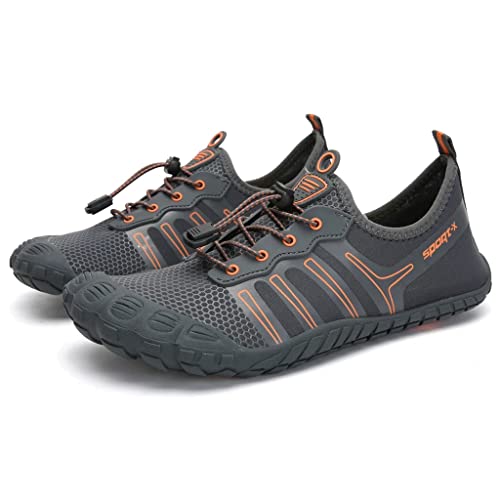 JJWC Zapatos de deportes acuáticos para hombre, zapatos de agua de secado rápido, ligeros, transpirables, descalzos, zapatos de playa (Color: gris, tamaño: 38)