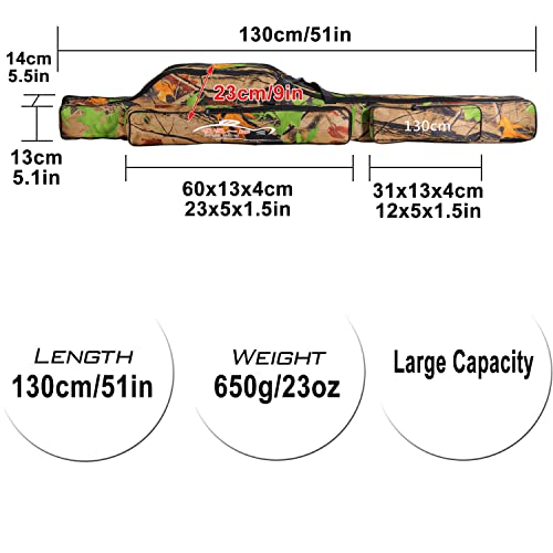 Sougayilang Folding Fishing Rod Case Organizer Pole Storage Bag Rod Reel Tackle Carrier Fishing Rod Bag Fishing Case-130Cm/51.2In #TOP5