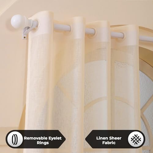 Image of Story@Home Sheer Curtains 8 Feet Long Set of 2 | Net Semi Transparent Curtain | Solid Printed | Semi Long Door Curtain for Living Room, Bedroom | (118 X 242 cm, Beige)