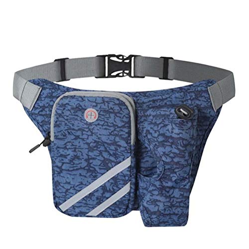 Sac banane avec porte-bouteille d'eau - Ceinture de course à pied pour extérieur, marche, course à pied - Ultra léger et fin, bleu (bleu) - UU210318TT-3 Cover