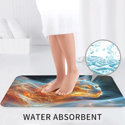 Alfombrilla de baño de microfibra suave lavable con diseño de gato 7