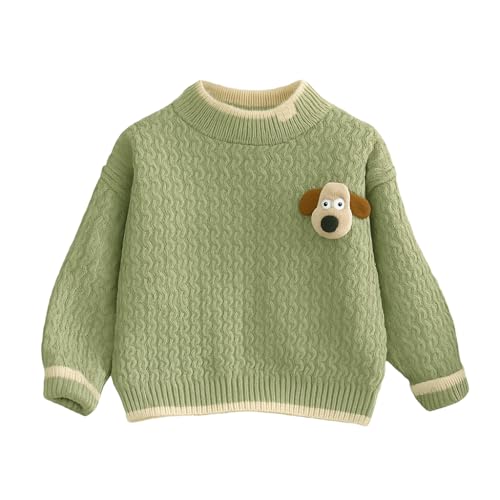 Bold N Elegant Kid's Full Sleeve Cartoon Warm Woolen Winter Holiday Party Pullover Sweater Cardigan for Boys & Girls (4-5 Years, Green)