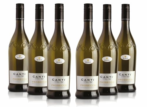 Canti - Prosecco D.O.C. Stelvin Spritziger Extra trockener Wein, italienische Glera-Rebsorte aus Veneto, fruchtiger und blumiger Geschmack, 6x750 ml