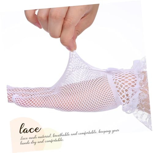 FRCOLOR Fine Crafted Lace Gloves 12 Sets for Women White Mesh Bridal Gloves for Wedding Banquet4