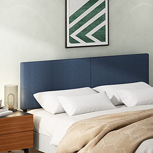Image of Furinno Roanne Upholstered Headboard, Denim, King | Wooden Headboard, Bed Frame Mount Head Board, Easy Assembly, for Bedroom, Dorm