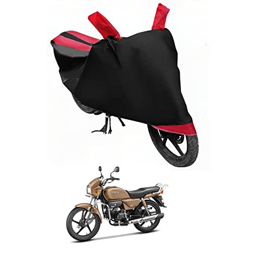 Image of Auto Hub Bike Cover Compatible with Hero Splendor Plus with Mirror Pocket, Dustproof, Heat Resistant, Triple Stitched, Splendor Plus Bike Cover- Black, Red