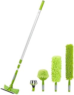 Amazon Basics Multi-Purpose Extension Pole Kit - Includes Light Bulb Changer, Swivel Squeegee and Microfibre Duster
